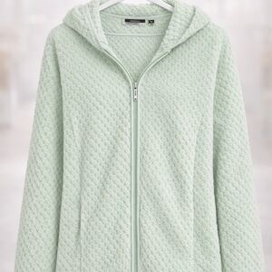 Fleece hooded Jacket By Jason Maxwell, Beautiful Mint Green